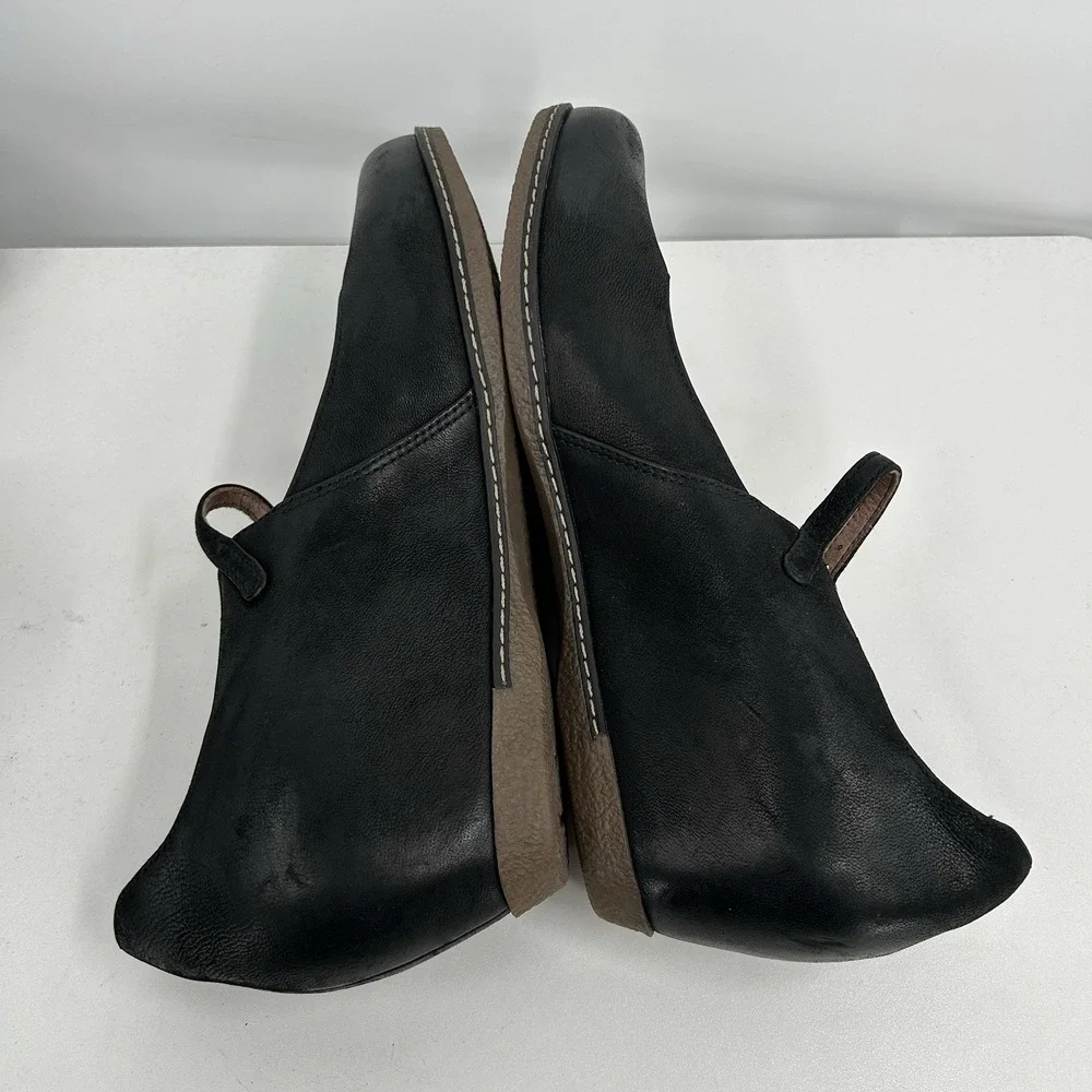 Dansko Womens Loralie Mary Jane Shoes SIze 39 Black Leather Hidden Wedge Comfort
